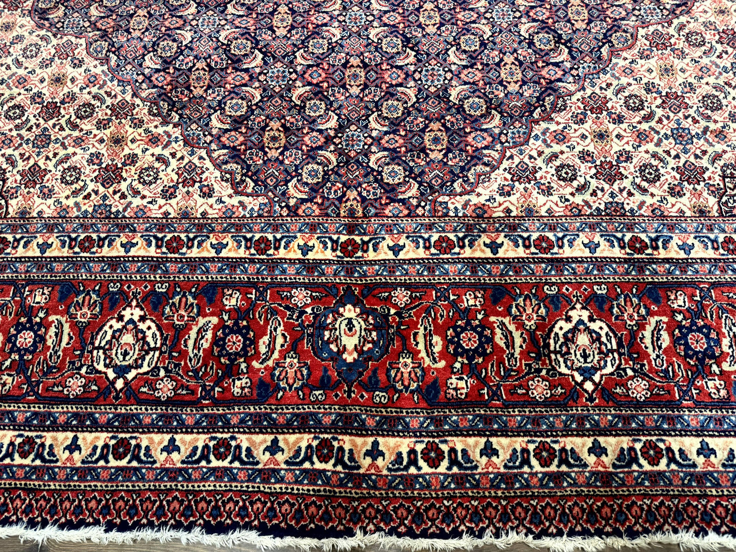 Persian Tabriz Rug 11x14 Navy Blue Herati Wool Carpet