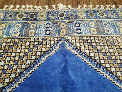 Moroccan Rabat Wool Rug 7 Ft By 10 Ft 5 In Handmade Blue Area Rug