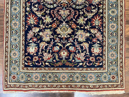 Blue Persian Rug Qum Hand Knotted Wool 5x7