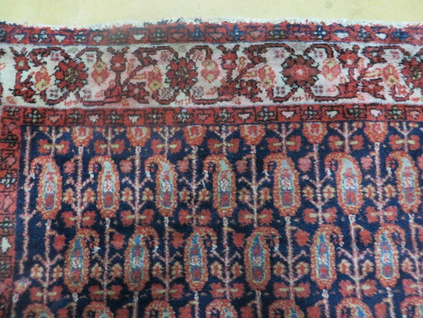 Antique Turkish Sivas Wool Rug Handwoven 4x6 Vegetable Dye Blue