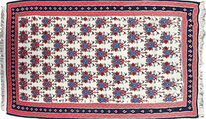 Vintage Kurdish Kilim Rug 3x5 Handwoven Heirloom Flatweave Collectible Beige