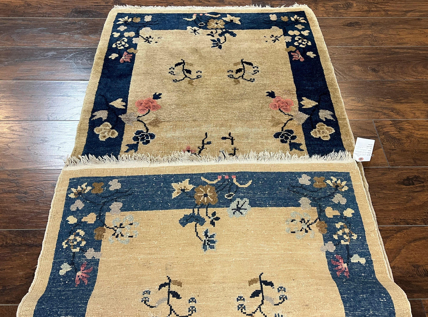 Antique Chinese Peking Rug 3x6 Hand Knotted Wool Carpet Vintage Floral Vases