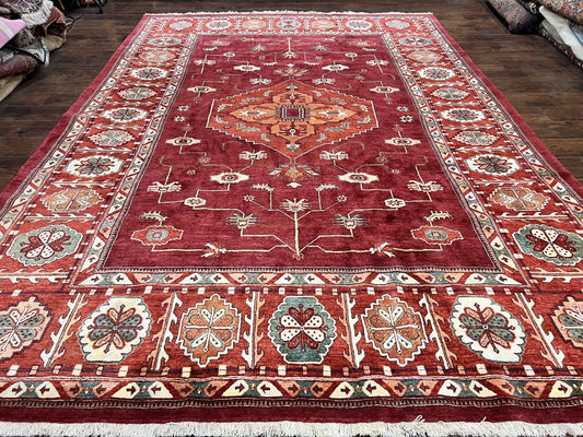Persian Bidjar Rug 9x13 Hand Knotted Wool Vintage Carpet Red Oriental Handmade Rug