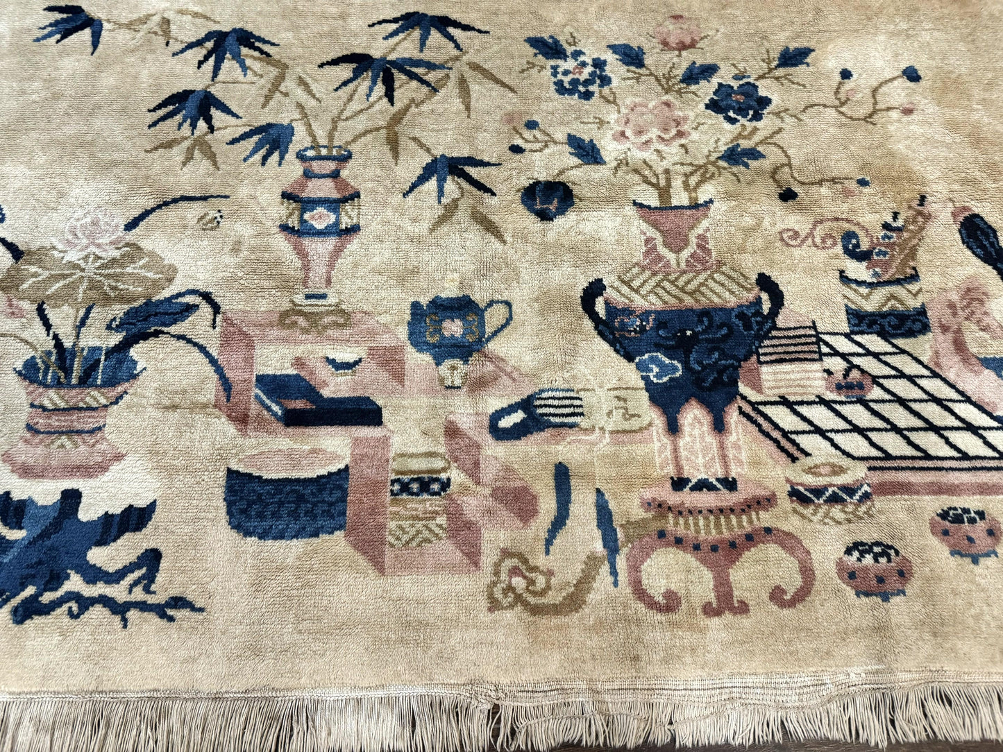 Chinese Wool Rug Handwoven 5x3 Peking Antique Handmade Vintage Carpet