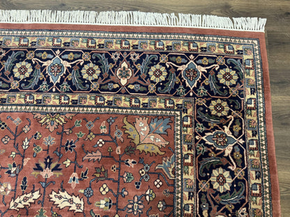 Indo Persian Heriz Rug 10x15 Handmade Wool With Allover Pattern And Vintage Charm