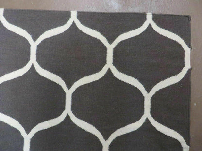 Handmade Flat Weave Wool Rug 5x8 Modern Contemporary Vegetable Dyes