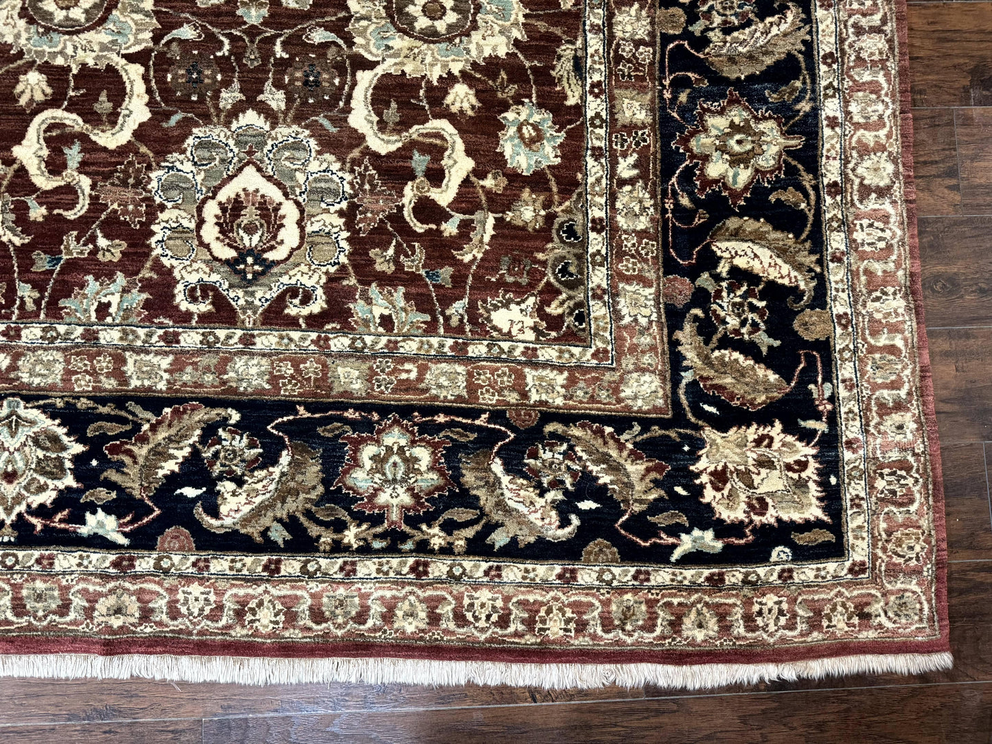 Palace Sized Indian Agra Rug 12x17, Wool Handmade Floral Allover Carpet