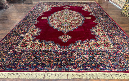 Karastan Rug 8.8 x 12 - Red Floral Kirman - Wool Pile Carpet