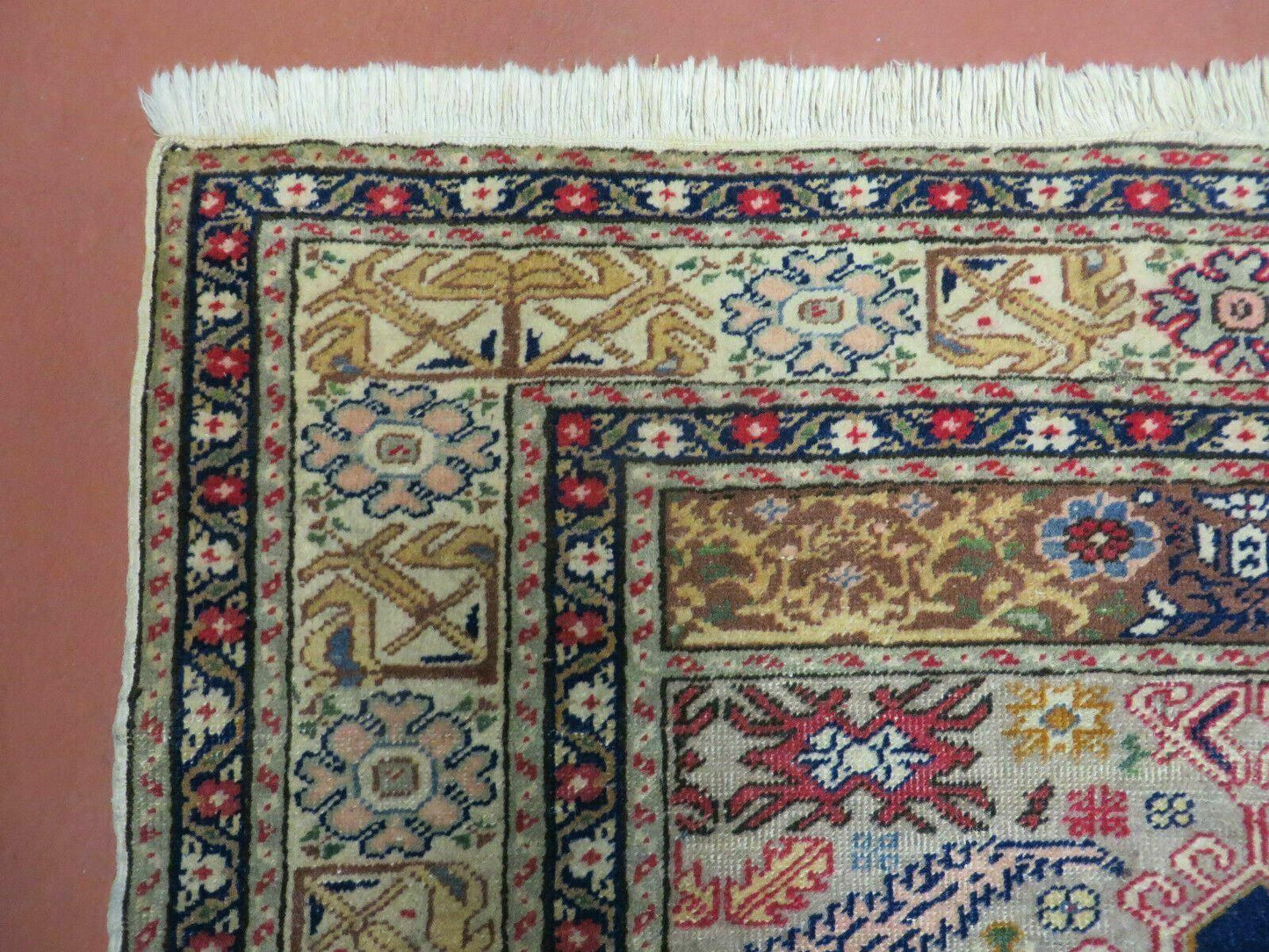 Handmade Turkish Prayer Rug Wool Semi Antique 1940s Vintage 35 By 50 Inch