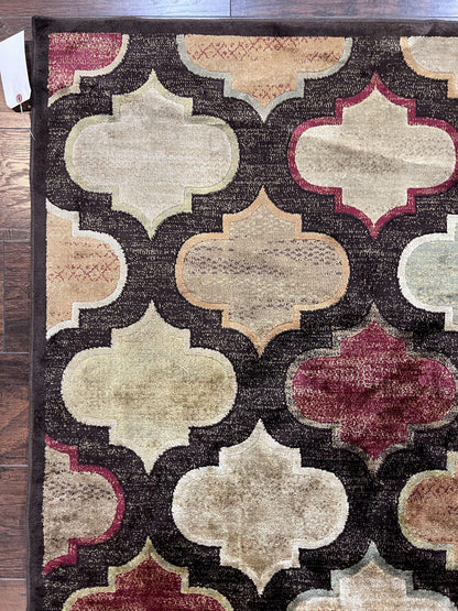 Panel Design Rug 5x7, Multicolor Contemporary Area Rug, Small Living Room Rug