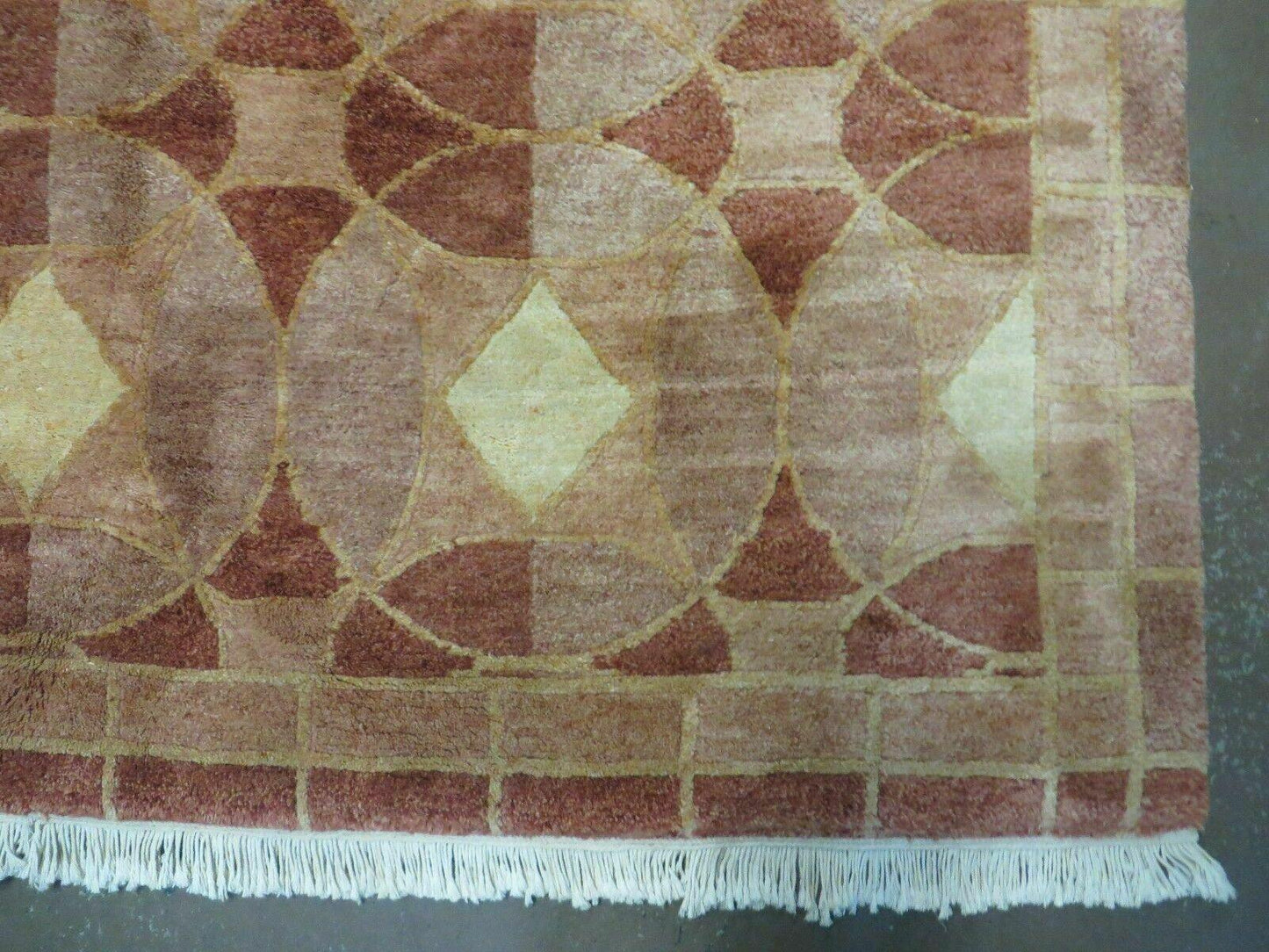 Hand Knotted Wool Rug Tibetan Nepal Art Deco Chinese Vintage 5x7 Decor