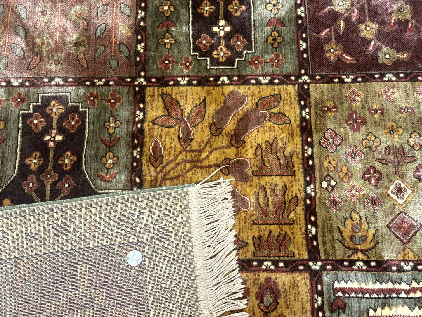 Panel Design Rug 8 x 10.6, Oriental Carpet, Belgium Power Loomed Rug