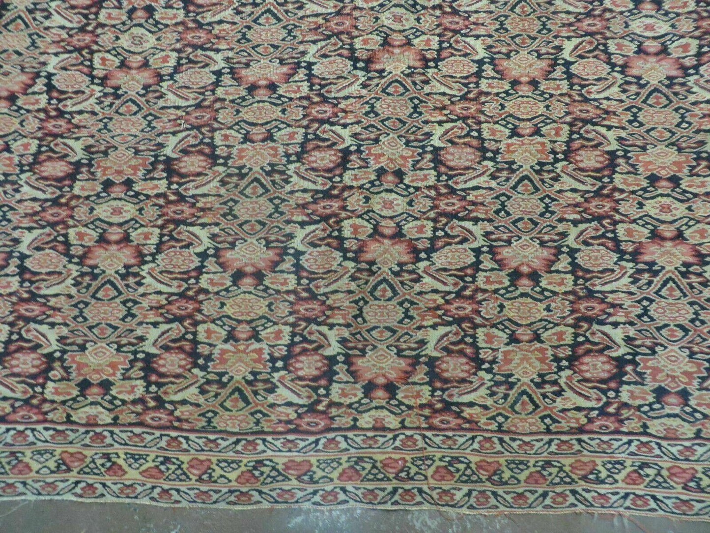 Antique Turkish Kilim Rug Soumak Flat Weave Two Sided Tribal Wool 50x78 Inches