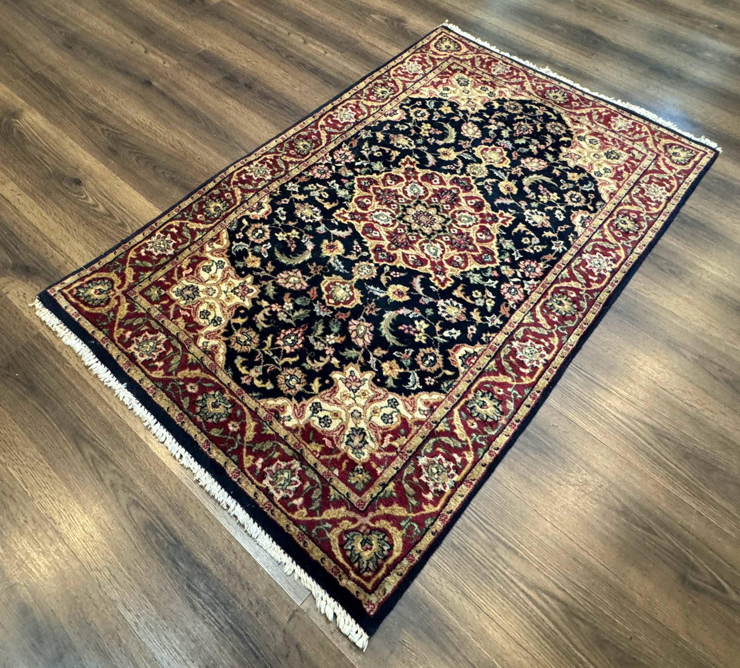 Pak Persian Sarouk Rug 3x5, Navy Blue and Red