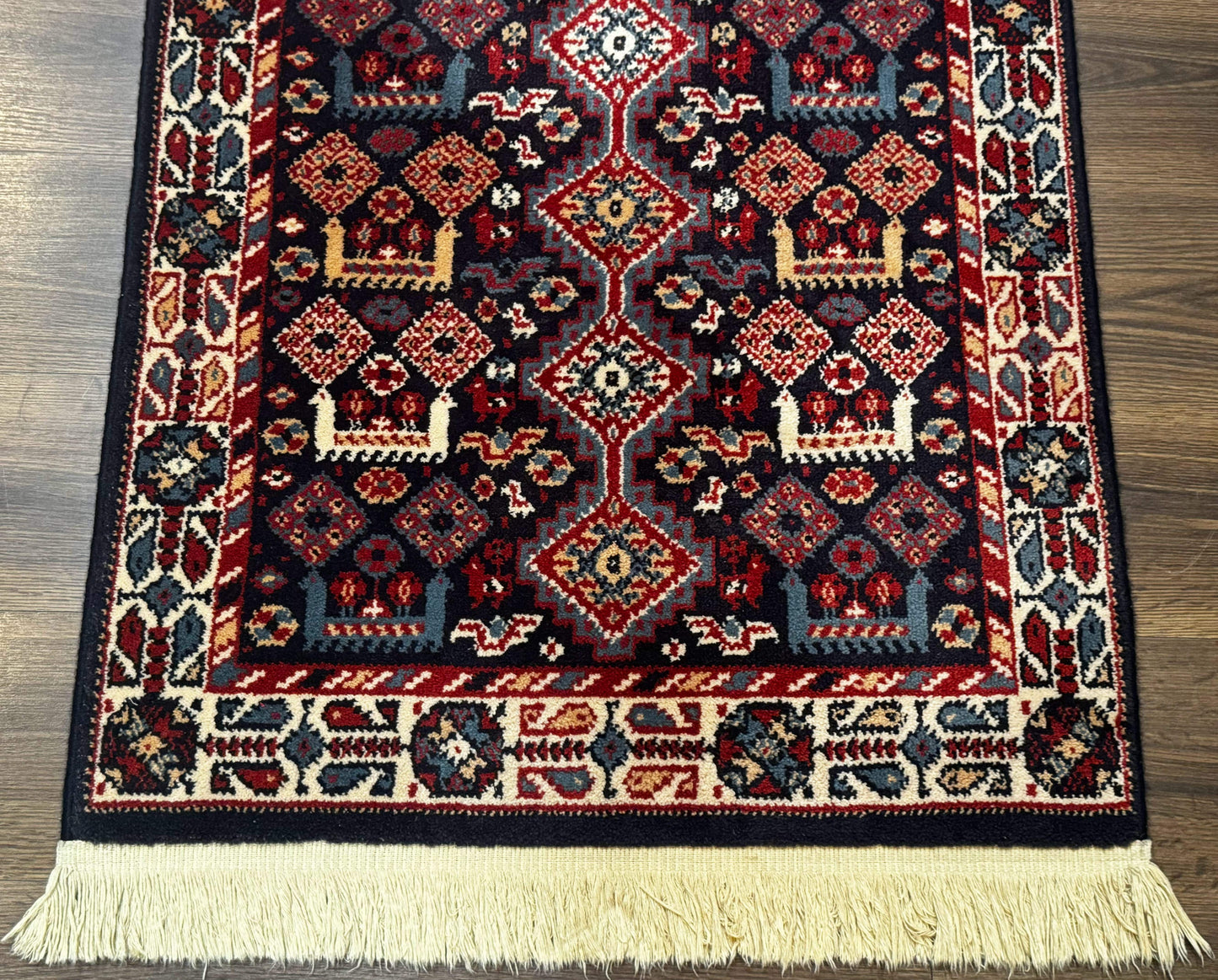 Karastan Yuruk Wool Rug 3x4 Tribal Geometric Navy Blue Area Rug