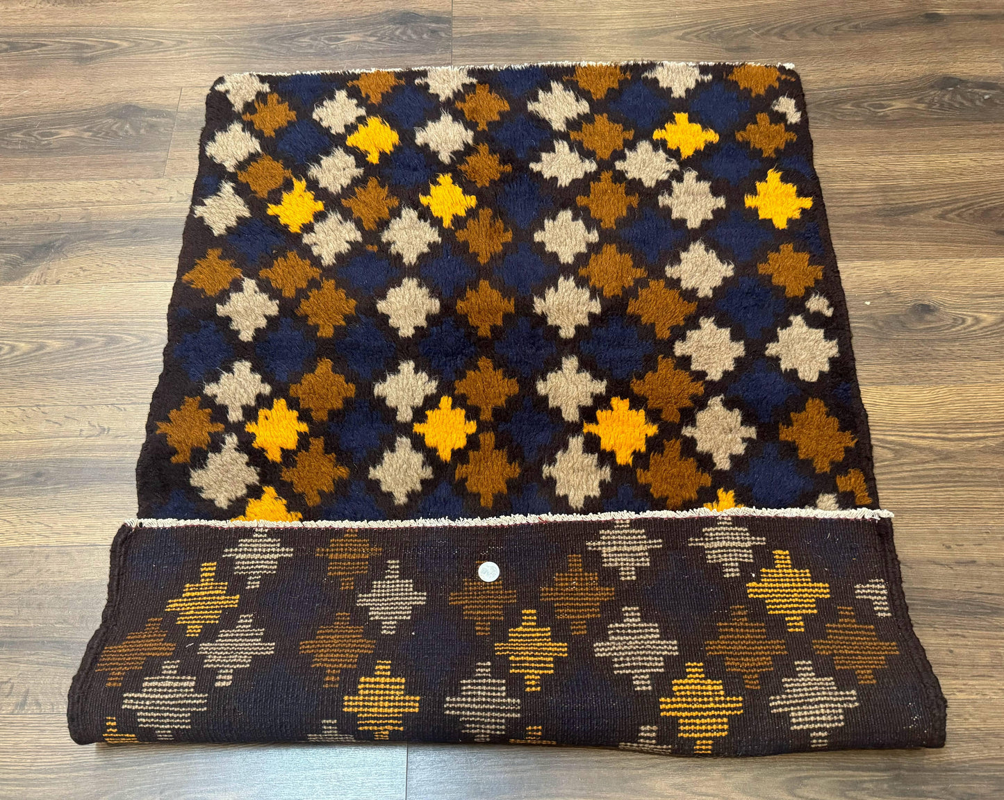 Balouch Afghan Rug 3x4 Hand Knotted Vintage Wool Tribal Multicolor Area Rug