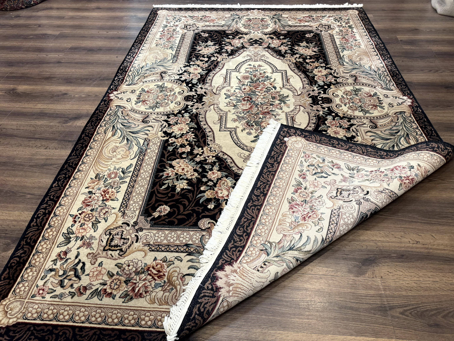 Aubusson Rug 6x9 European Design Hand Knotted Wool Fine 170 KPSI Elegant Carpet