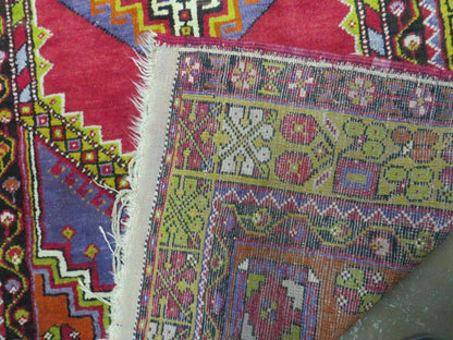 Antique Turkish Oushak Wool Rug Hand Made Open Field Medallion 3 Ft 9 In By 6 Ft 8 In