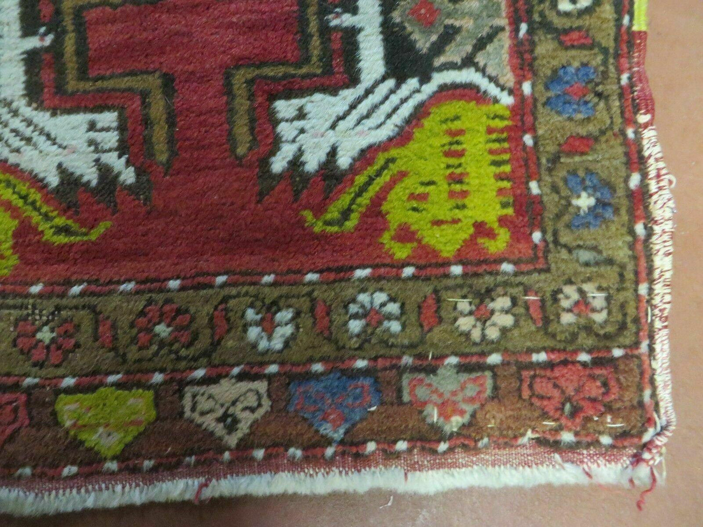 Antique Turkish Oushak Wool Rug Yastik 20 by 38 Inches Handmade