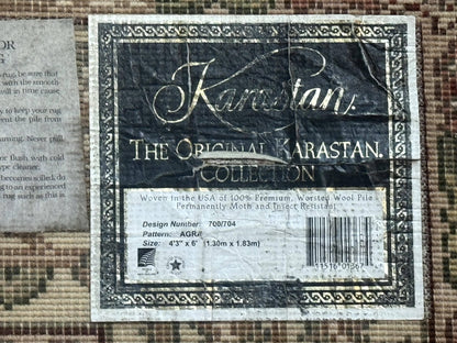 Karastan Rug Agra 704 Vintage Wool Pile Area Rug 4x6 Original 700 Series