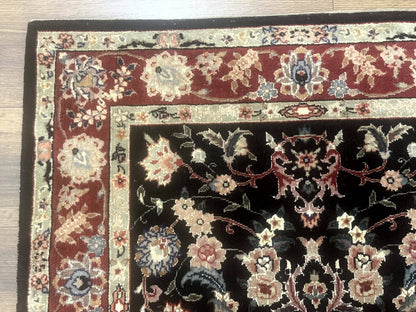 Black Sino Persian Rug 3x5, Wool with Silk Highlights, Floral, Fine 170 KPSI