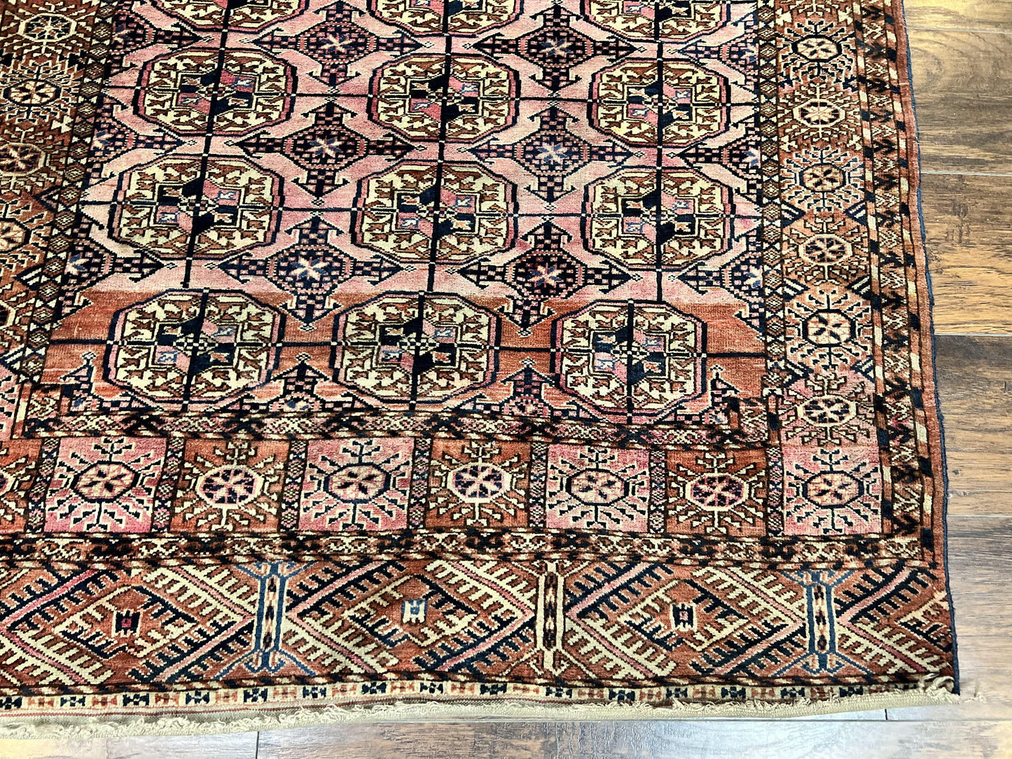 Persian Turkoman Rug 4x6 Hand Knotted Wool Bokhara Carpet