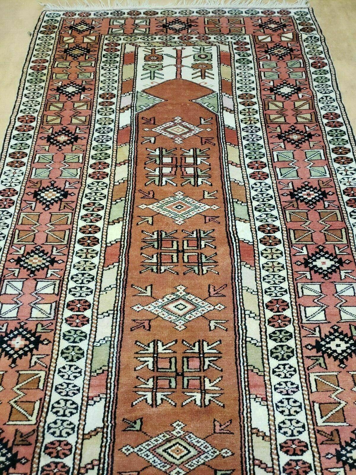 Oushak Wool Rug Antique Turkish Handmade 4x7