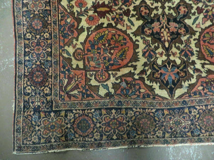 Antique Handmade Indian Floral Oriental Wool Rug 4x6 Feet