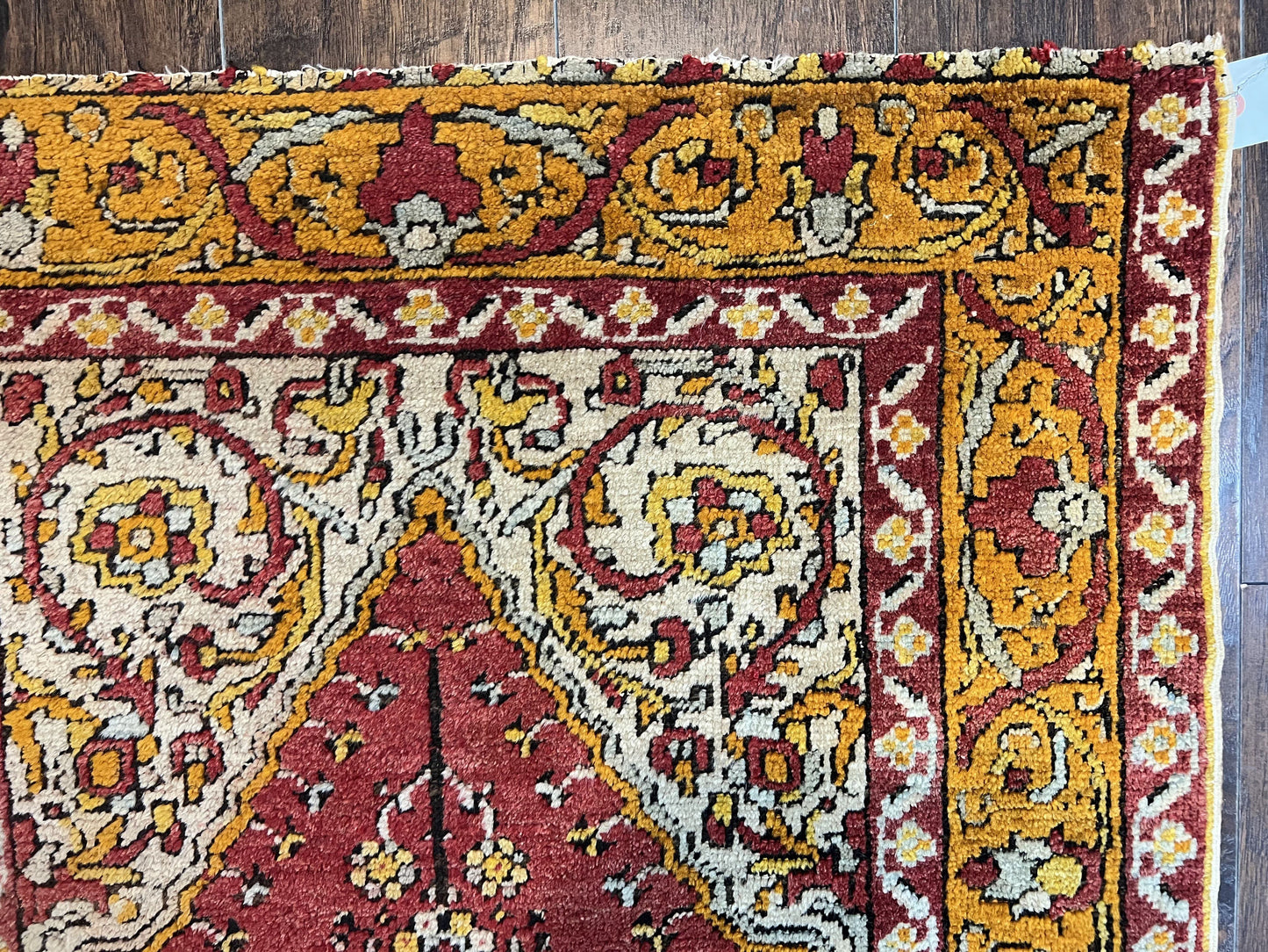 Antique Turkish Prayer Rug 3x5 Hand Knotted Oushak Wool Mehrab Vintage Carpet