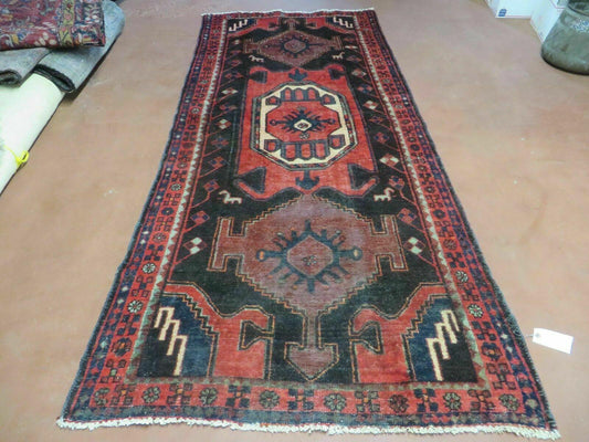 Antique Wool Rug Hand Made From India Geometric Oriental Tribal Red 603 4 By 8 Feet