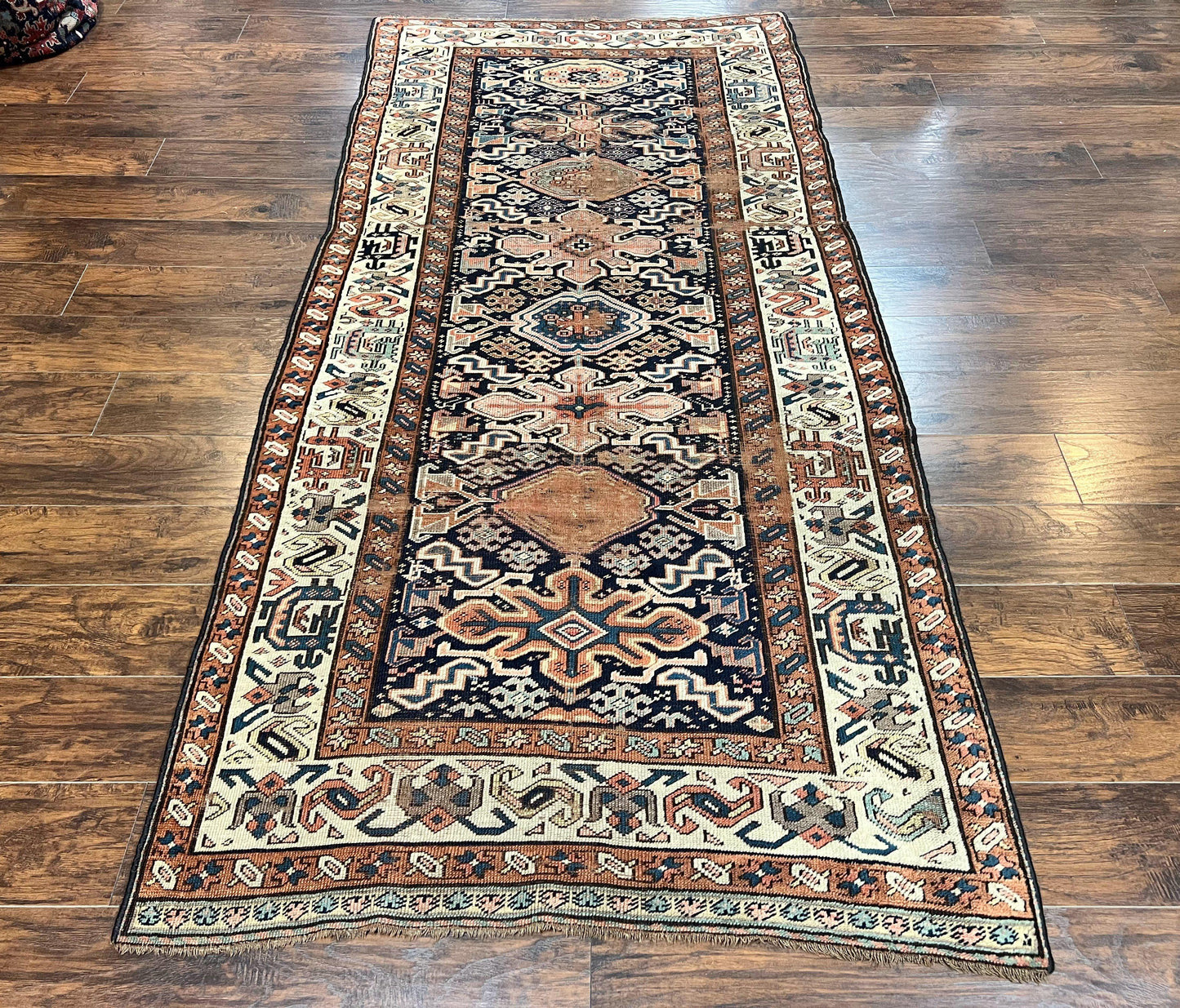 Antique Persian Tribal Runner Rug 4.6 x 9.8, Kurdish Runner, Rug for Hallway or Kitchen, 1920s Carpet, Wool Handmade Rug