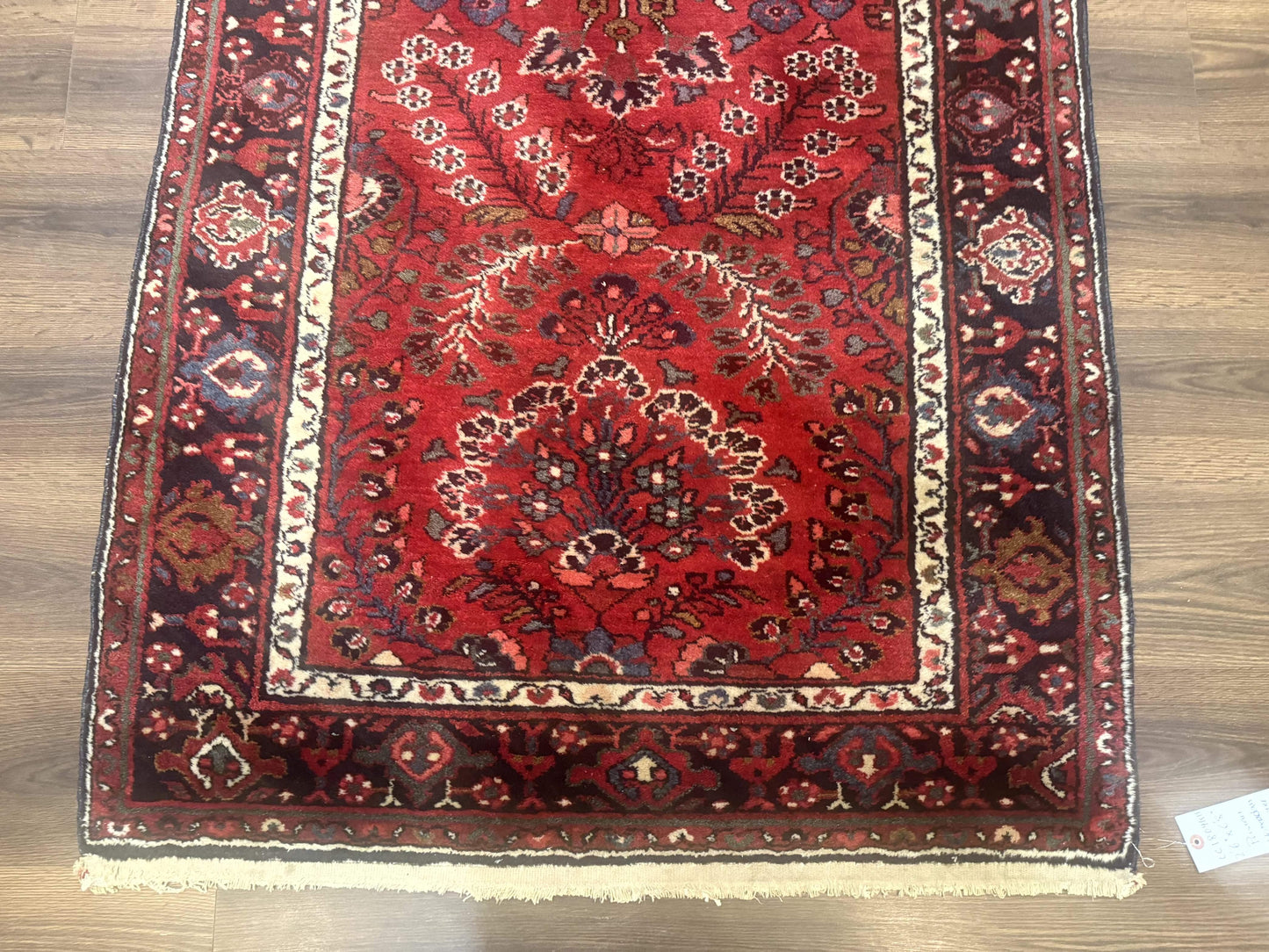 Red Persian Rug 2.6 x 6.8, Floral, Antique Per'sian Carpet, Persian Malayer Rug, Hamadan Rug