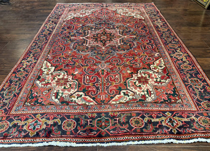 Heriz Rug 6 Foot 6 In By 9 Foot 3 In Wool Persian Carpet With Geometric Medallion