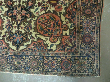 Antique Handmade Indian Floral Oriental Wool Rug 4x6 Feet