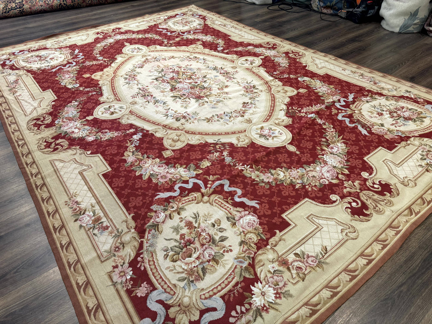 Aubusson Rug 8x11 Needlepoint Carpet Vintage French European Design