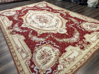 Aubusson Rug 8x11 Needlepoint Carpet Vintage French European Design