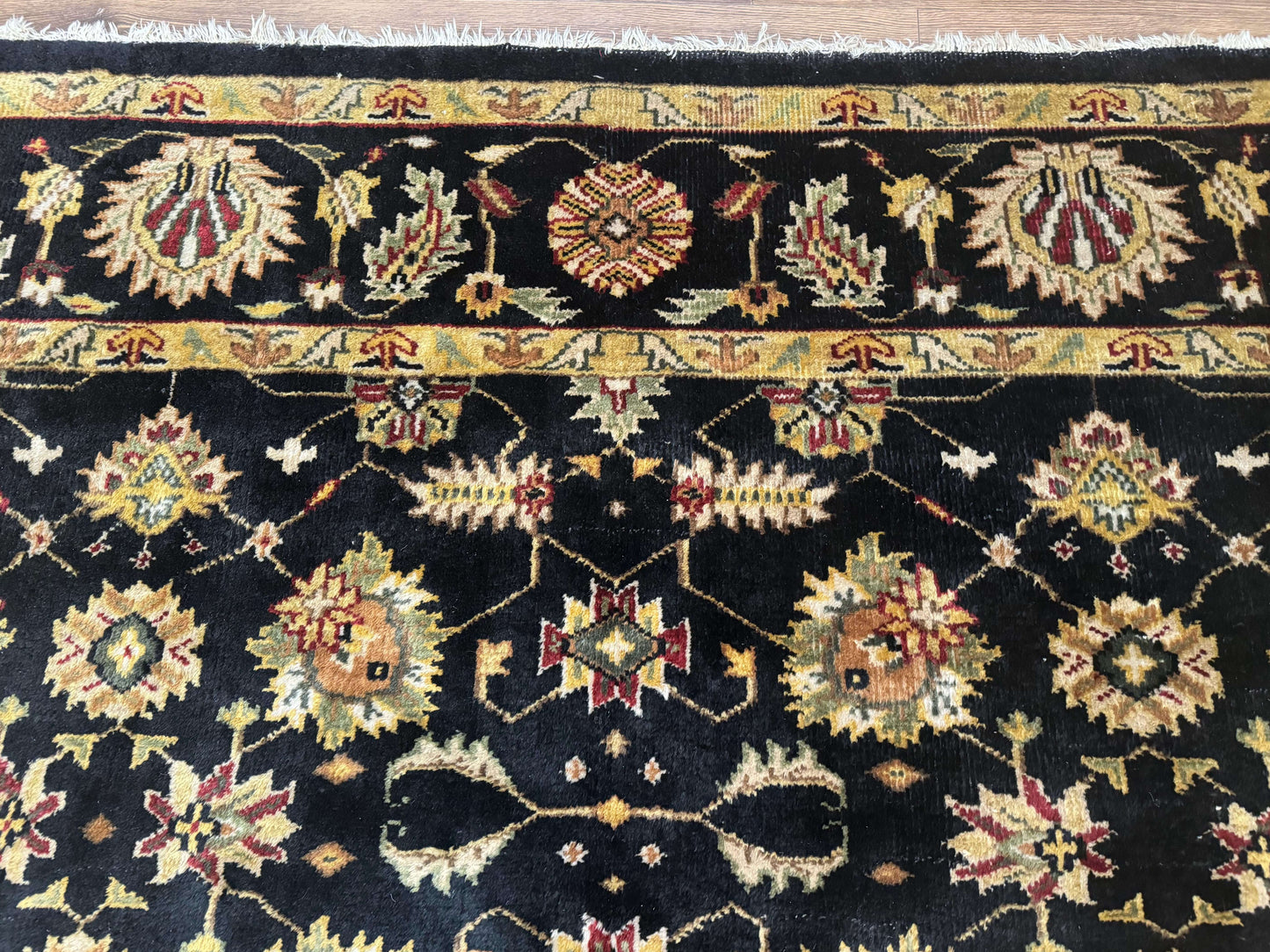 Indo Persian Mahal Rug 8x10 Hand Knotted Wool Oriental Carpet Black and Gold