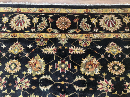 Indo Persian Mahal Rug 8x10 Hand Knotted Wool Oriental Carpet Black and Gold