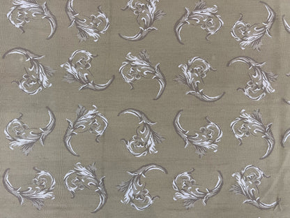 Vintage Aubusson Flatweave Area Rug 9x12, Aubusson Weave, Wool, Beige, Handmade, French European Design, 8'9" x 11'9"