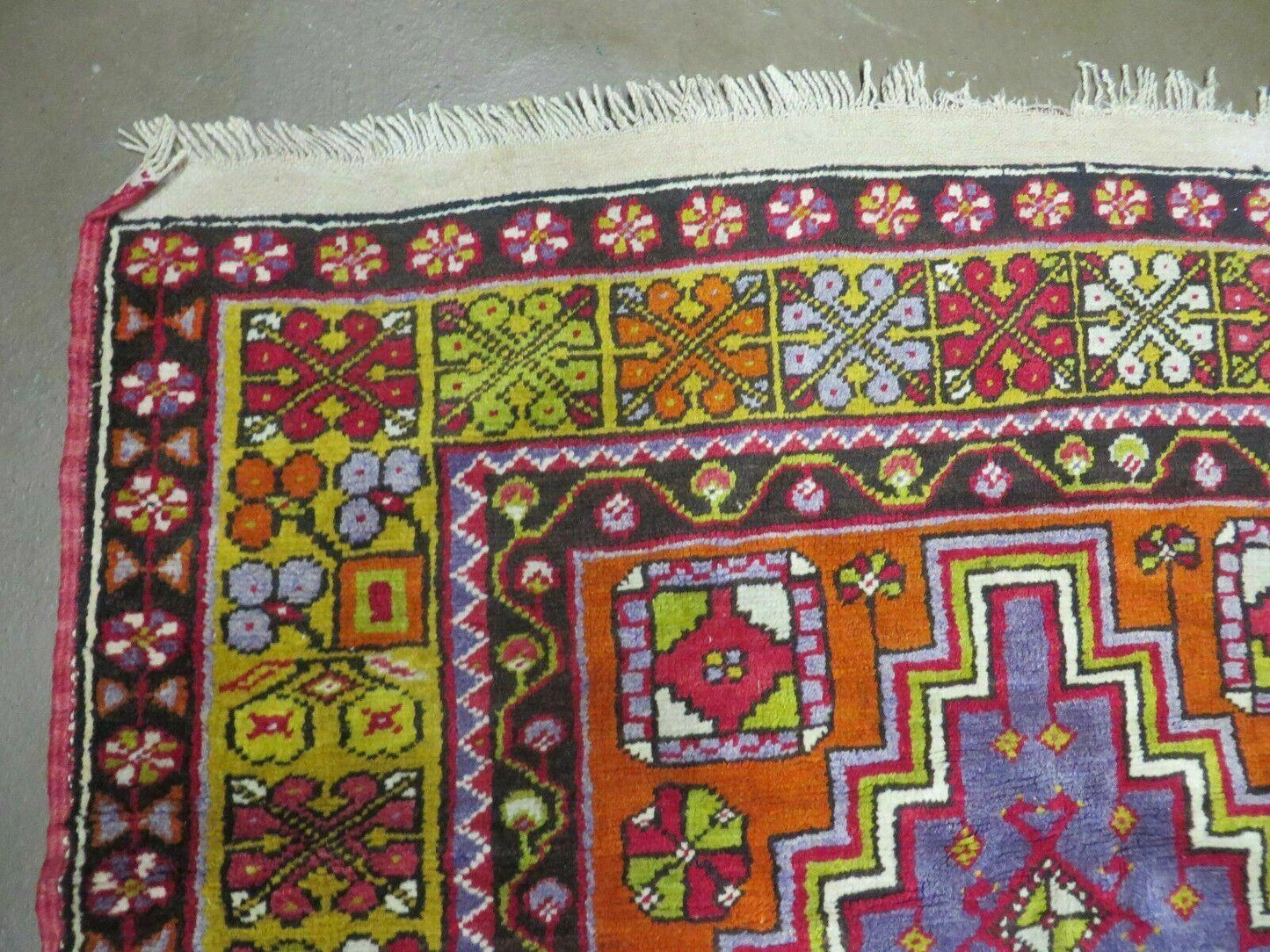 Antique Turkish Oushak Wool Rug Hand Made Open Field Medallion 3 Ft 9 In By 6 Ft 8 In