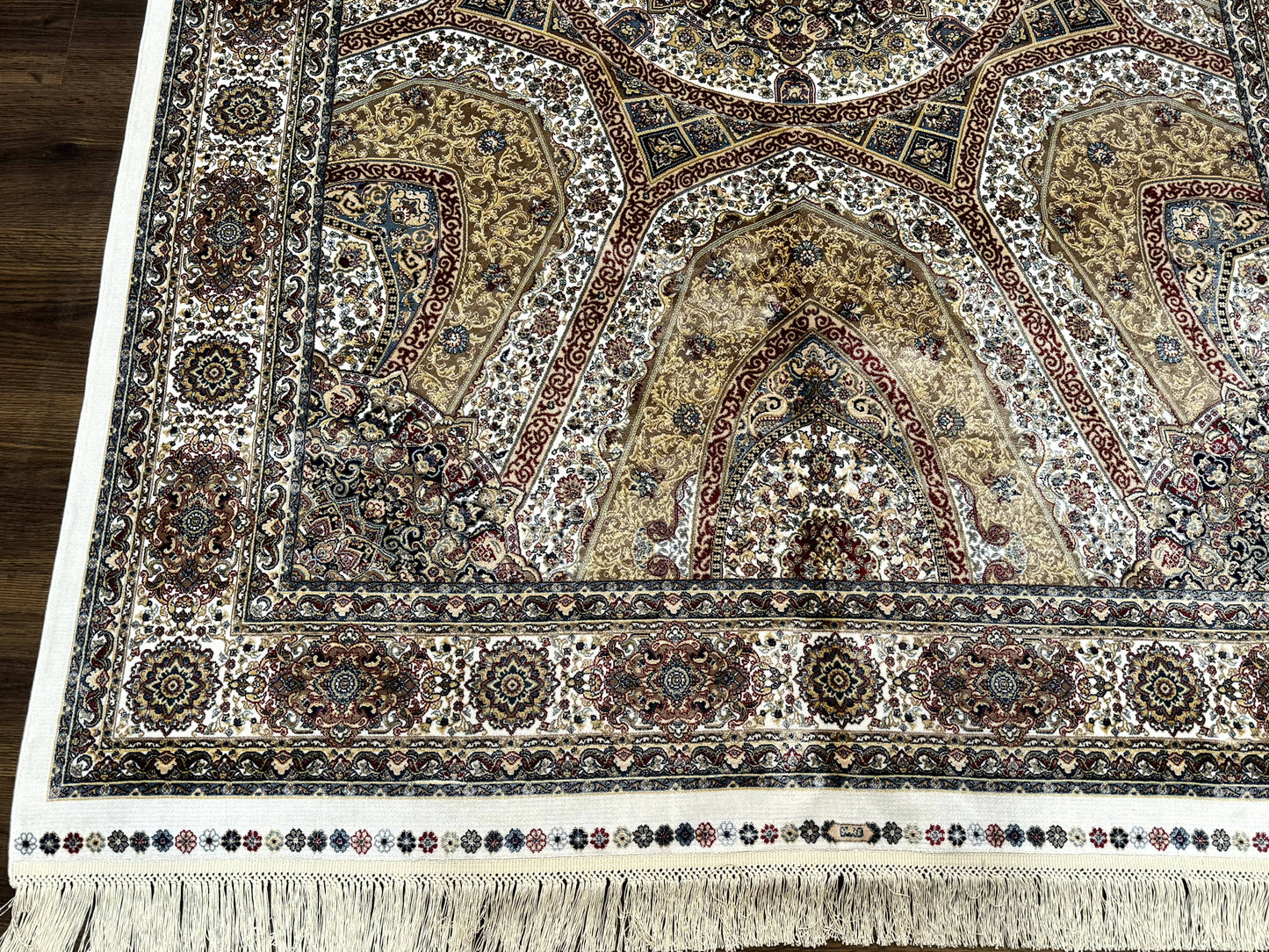 Turkish Silk Rug 5 By 7.6 Feet Dome Design Bamboo Silk Contemporary Area Rug