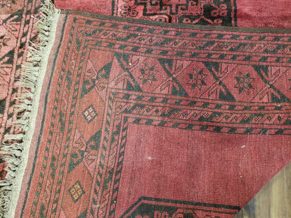 Bukhara Area Rug Hand Knotted Bokhara Bashir 4x6 Red and Black Wool