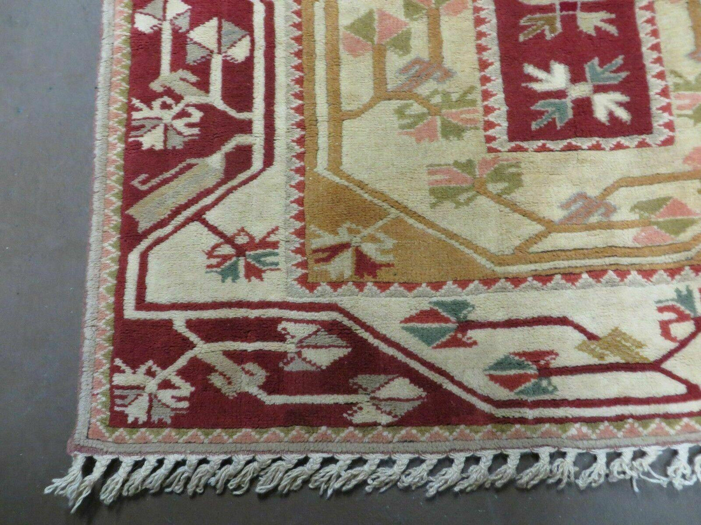 Vintage Turkish Kazak Wool Rug 4x6 Handmade Knotted Carpet Milas Origin