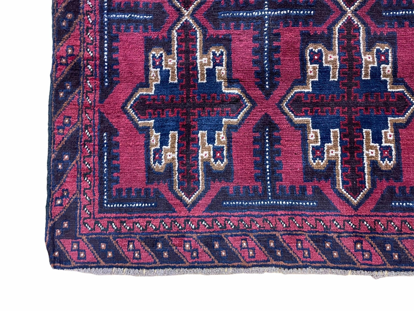Baluchi Rug 3x5 Vintage Handmade Afghan Tribal Wool Rug Red Beige Blue