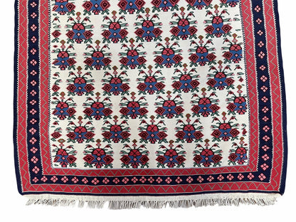 Vintage Kurdish Kilim Rug 3x5 Handwoven Heirloom Flatweave Collectible Beige