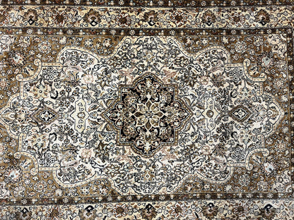 Persian Qum Silk Rug 3.5x5.5 Hand Knotted Silk On Silk Floral Medallion Very Fine 350 KPSI Vintage