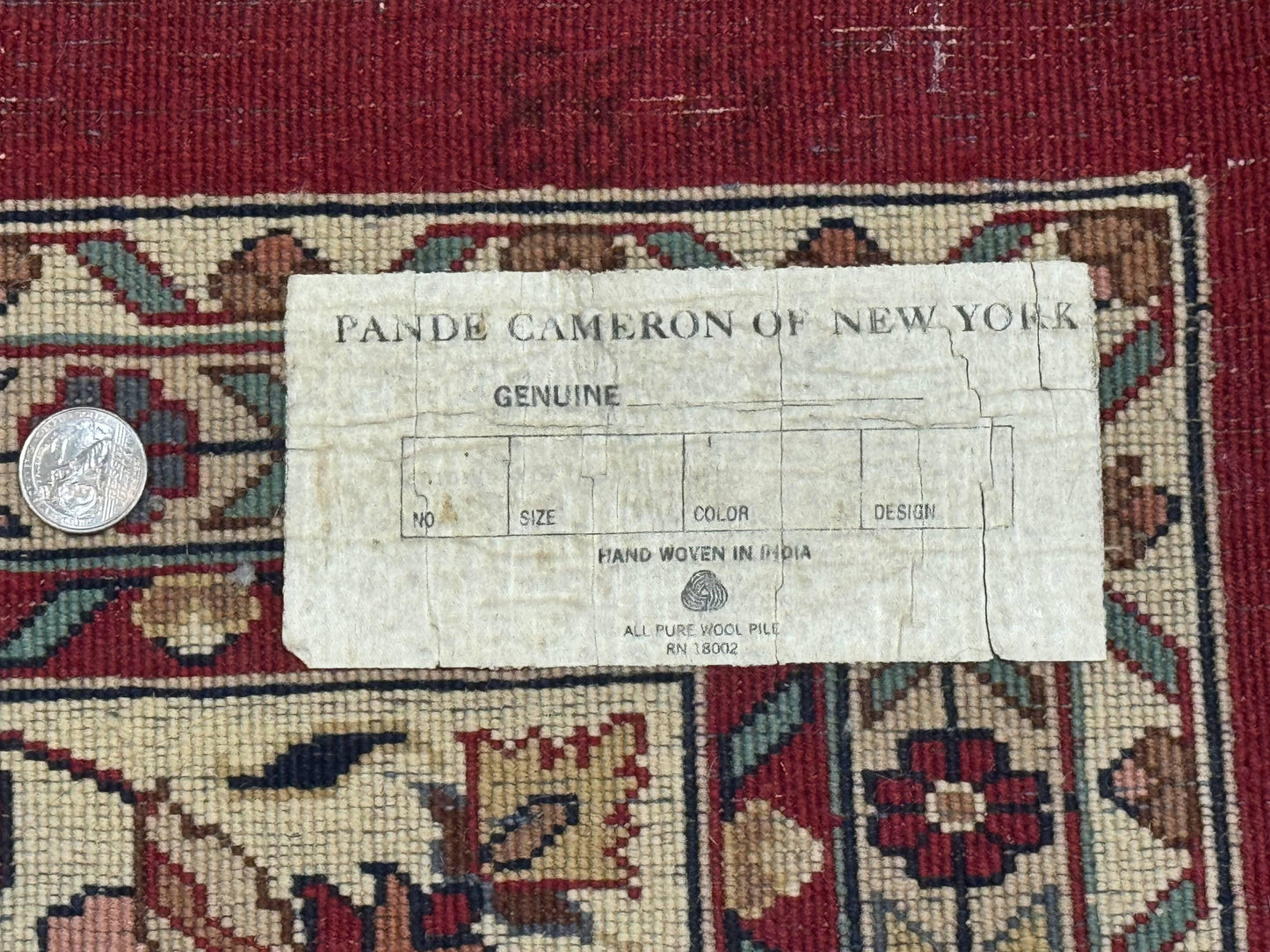 Indo Persian Rug 8x10, Red and Cream, Floral, Pande Cameron