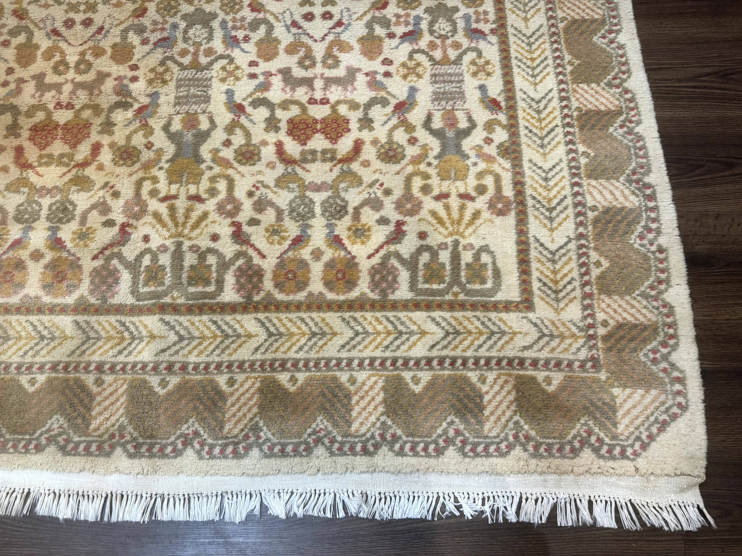 Large Spanish Portuguese Rug 9x15, Beige, Vintage, Allover Pattern, Wool