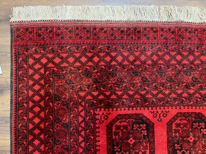 Afghan Turkoman Rug 7x10 Hand Knotted Vintage Yamud Beshir Bokhara Wool Carpet