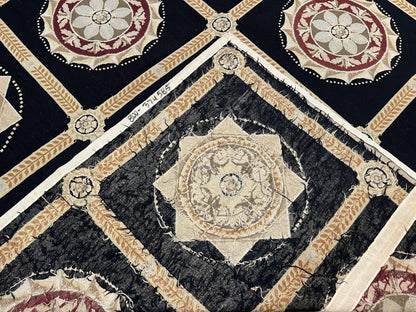 Large Needlepoint Rug 10x13, Panel Design, Black and Beige, Wool Needlepoint Carpet 10 x 13, English Garden, Handwoven Area Rug, Living Room